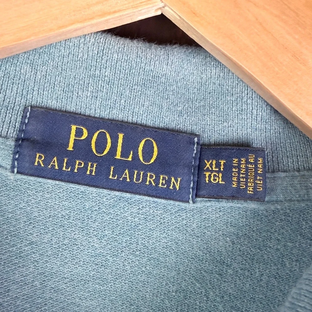 Polo Ralph Lauren Heather Blue Short Sleeve Cotton Polo Shirt Pony Logo Mens XLT